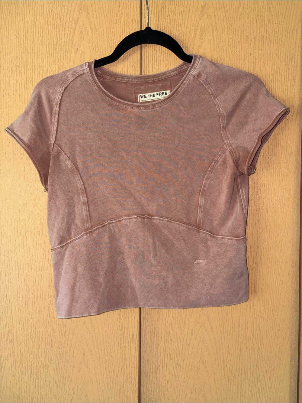 Free People Mauve Short Sleeve Crop Top